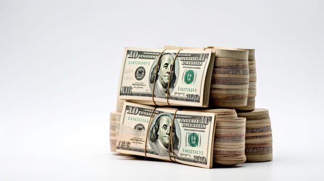 Stack of dollars on a white background. Business and finance concept