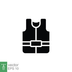 Life vest icon. Simple solid style. Safety jacket, water transportation security guard equipment contact. Black silhouette, glyph symbol. Vector illustration isolated on white background. EPS 10.