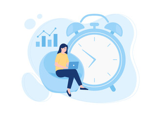 Relax work with alarm concept flat illustration
