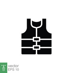 Life vest icon. Simple solid style. Safety jacket, water transportation security guard equipment contact. Black silhouette, glyph symbol. Vector illustration isolated on white background. EPS 10.