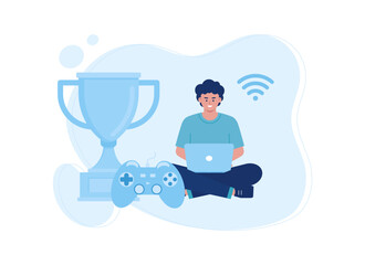 Games tournament concept flat illustration