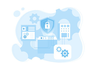 Money safe concept flat illustration