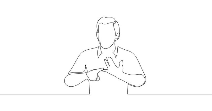 Animation of an image drawn with a continuous line. The man counts on his fingers.
