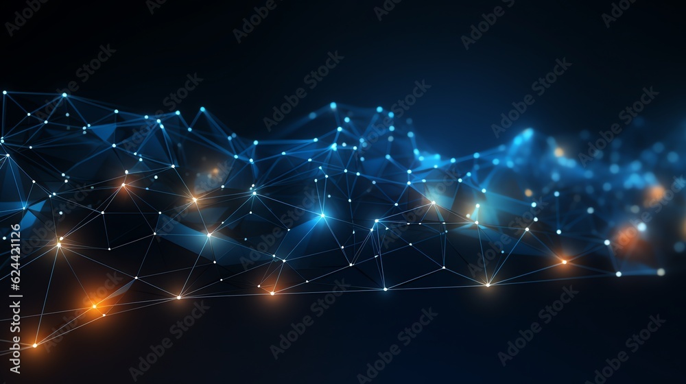 Wall mural lines data links with dark background, illustration for product presentation and template design.
