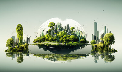 Eco city and forest landscape on earth, abstract background.