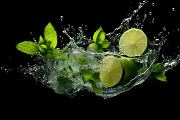 lime in water splash, Generated AI