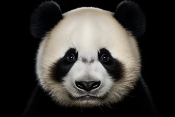 Foto op Plexiglas Portrait of a panda on a black background © Repository-images
