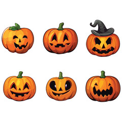 set of 6,halloween vector print,halloween sticker set,halloween pumpkin,ghost,creature,evil eps file,editable,ready to print