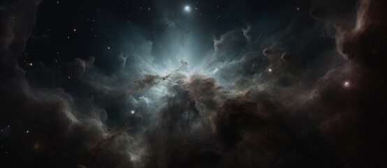 nebula surrounded by stars, in the style of baroque sci-fi, hyperrealistic landscapes