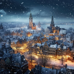 Fototapeta na wymiar cityscape in winter background