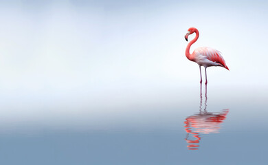 Fototapeta na wymiar Pink Flamingo Very soft focus. Generative AI