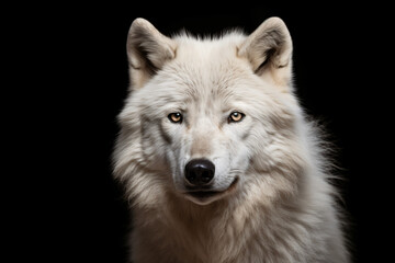 Obraz na płótnie Canvas Portrait of arctic wolf isolated on black background