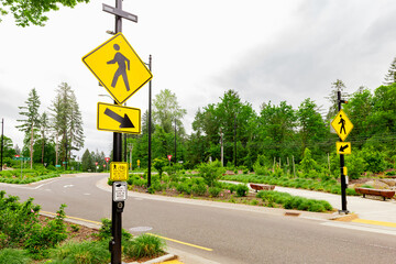 Pedestrian Road Sign with Arrow for People Safety