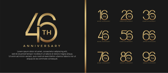 set of anniversary logo golden color on black background for celebration moment