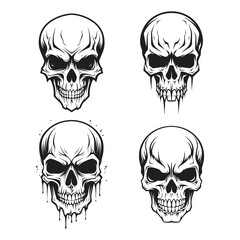 Set of Skull Logo Vector Illustration