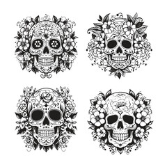Set of Skull Logo Vector Illustration