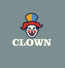 Cartoon Clown Face Vector Illustration logo design template