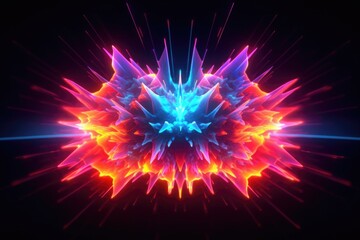 Fototapeta premium 3d render of abstract neon light explosion, created with generative ai