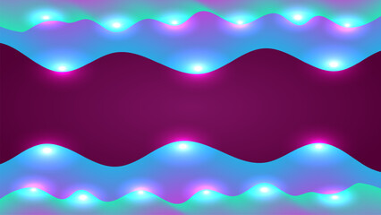 Colorful neon wave line pattern abstract background. Border frame. Technology. Vector illustration