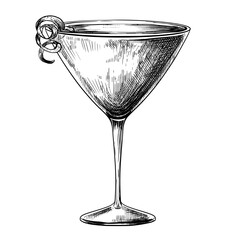 Cosmopolitan cocktail summer vintage vector sketch illustration.