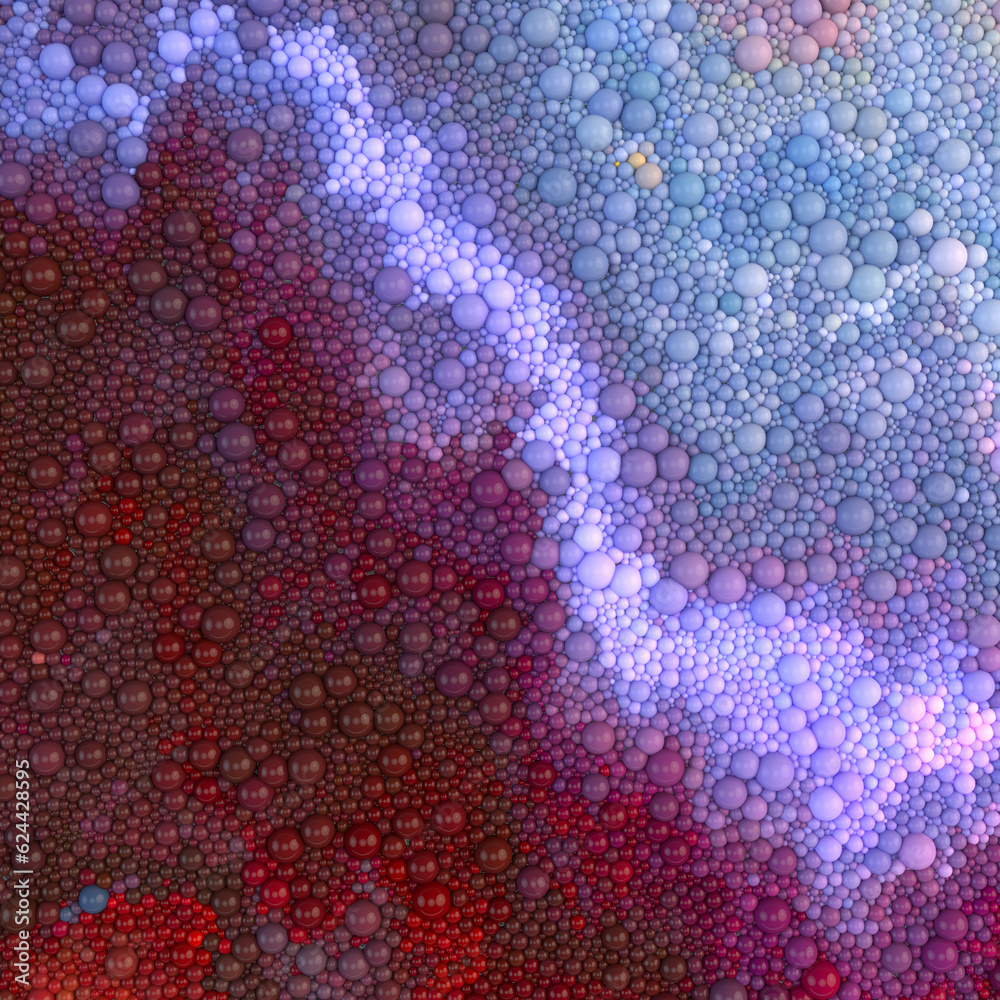 Aufkleber waves of colored spherical particle. trendy 3d rendering background. digital illustration