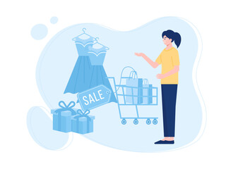 Selling clothes concept flat illustration