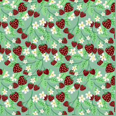 Strawberry seamless cute vector pattern