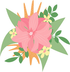 Summer picture tropical flowers bouquet Vector EPS10