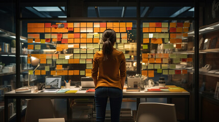  Creative people, thinking and meeting for schedule planning, brainstorming or team strategy at the office. generative ai. 