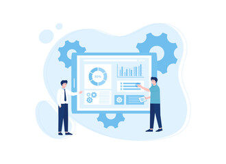 Tablet analyst data presentation concept flat illustration