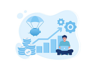 Analyzing savings growth data concept flat illustration