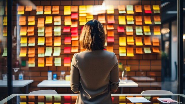  Creative people, thinking and meeting for schedule planning, brainstorming or team strategy at the office. generative ai. 