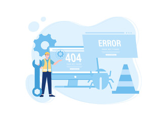 Obraz na płótnie Canvas Fixed 404 errors concept flat illustration
