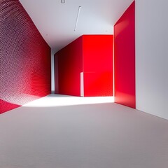 Obraz premium empty room with red wall and window IA