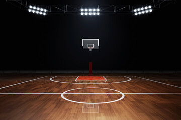 Empty basketball court on 3d illustration - 624430779