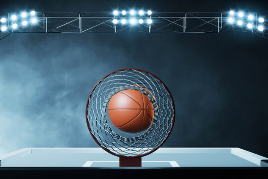 Basketball hoop on 3d illustration
