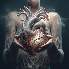 Giving heart concept created with Generative AI technology. Metaphoric symbol of Love , Kindness and Care