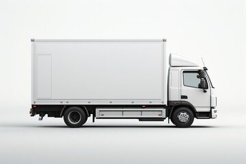 delivery truck side view cargo truck advertising on white background | Generative AI