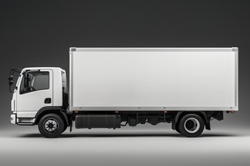 Fototapeta na wymiar delivery truck side view cargo truck advertising on white background | Generative AI