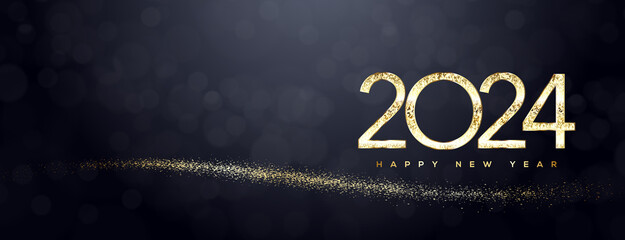 2024 Happy New Year, Gold Greeting Card - 624431968