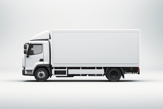 delivery truck side view cargo truck advertising on white background | Generative AI