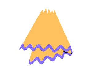 Hand drawn cute illustration of school pencil shavings. Flat vector college stationery, pencil sharpening waste in colored doodle style. Education or study sticker, icon. Back to school. Isolated.