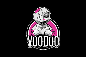 Voodoo doll vector logo template