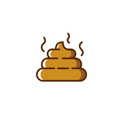 Pet poop line icon dog excrement. Poo shit flat vector animal cartoon dirty smelly stinky poop design.