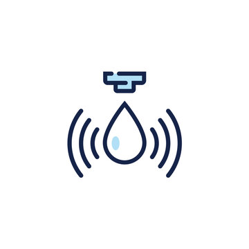 Water sensor vector icon. Water flow drop control sensor logo design isolated illustration.