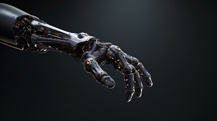 Concept of robotic engineering. Robotic arm set against a dark background. The technological prowess, precision, and the futuristic potential of automation in various industries. Generative AI