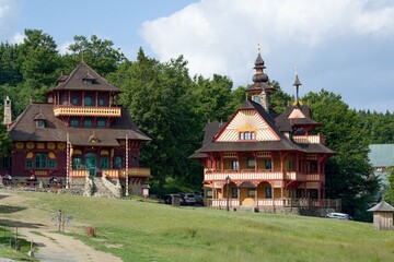 Mountain houses. Pustevny. Beskydy. Czechia. 