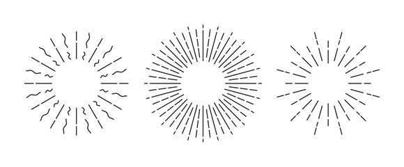 Star burst vector vintage circle background graphic line drawn illustration. Star burst abstract sunburst solar design effect element.