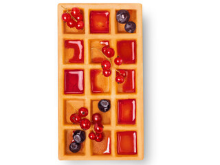 Belgian waffle with berries. isolated 