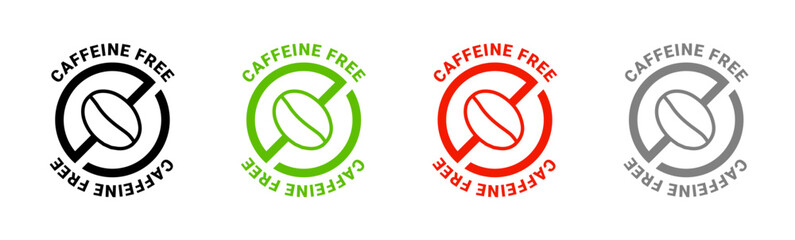 Caffeine free vector logo icon sign. Allergy decaffeinated coffee symbol health natural eco label. - obrazy, fototapety, plakaty